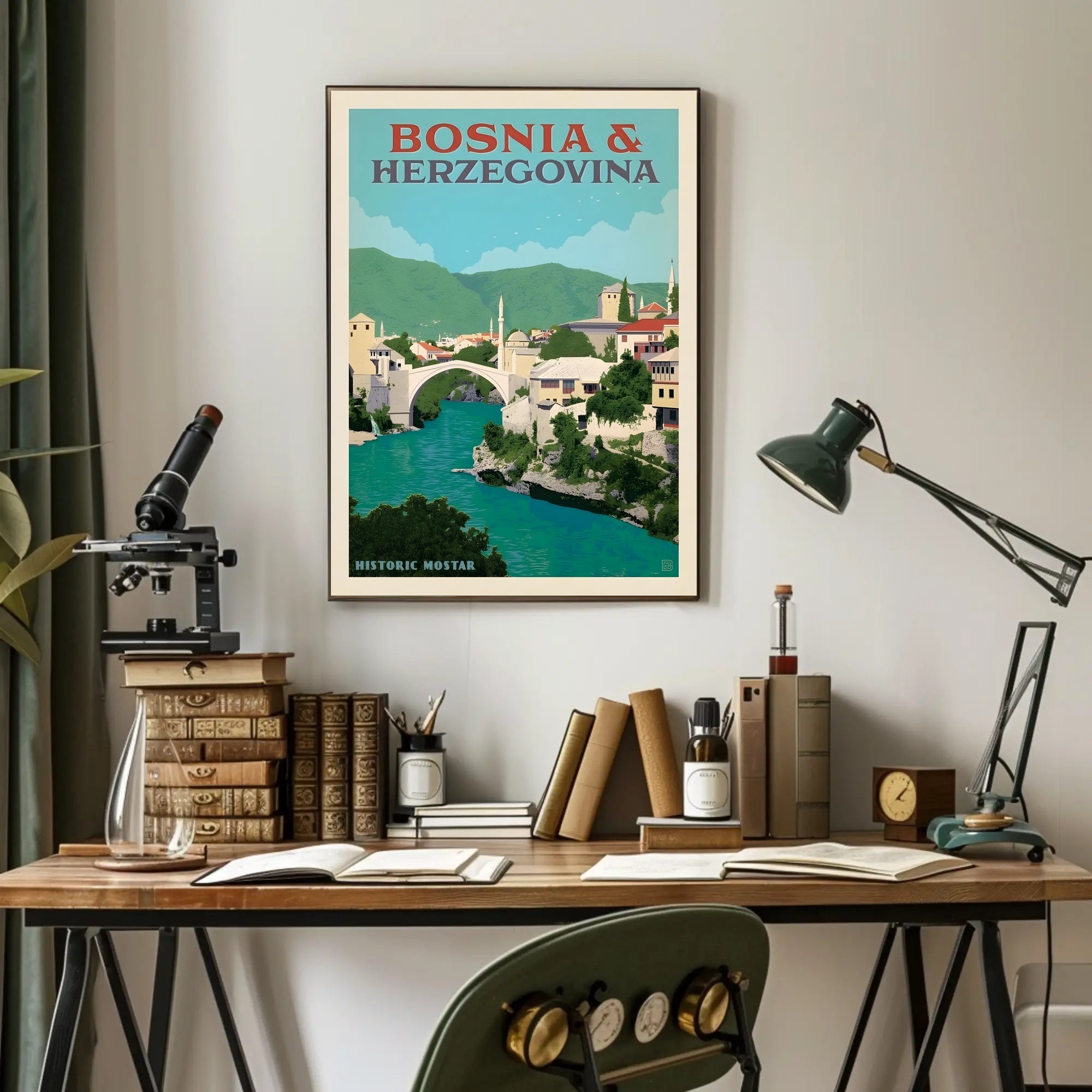 Vintage Mostar Travel Poster: Nostalgic Scenic Gem PosterGoat