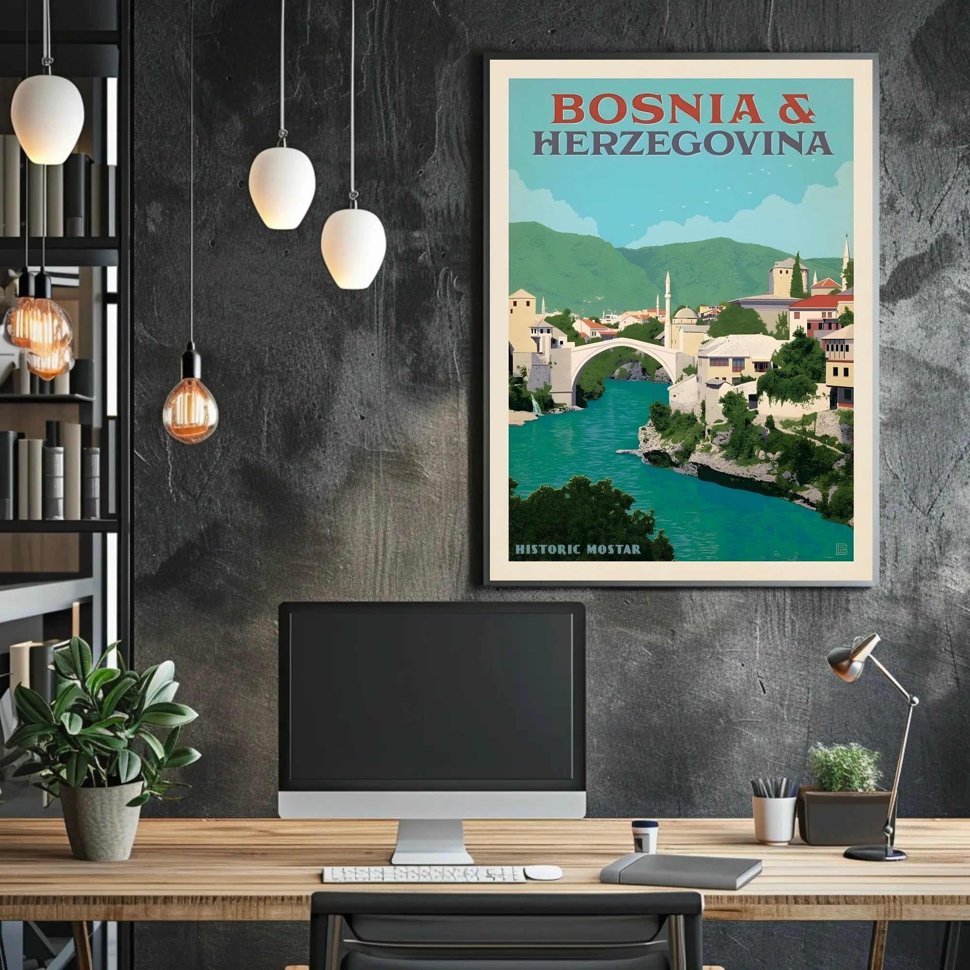 Vintage Mostar Travel Poster: Nostalgic Scenic Gem PosterGoat