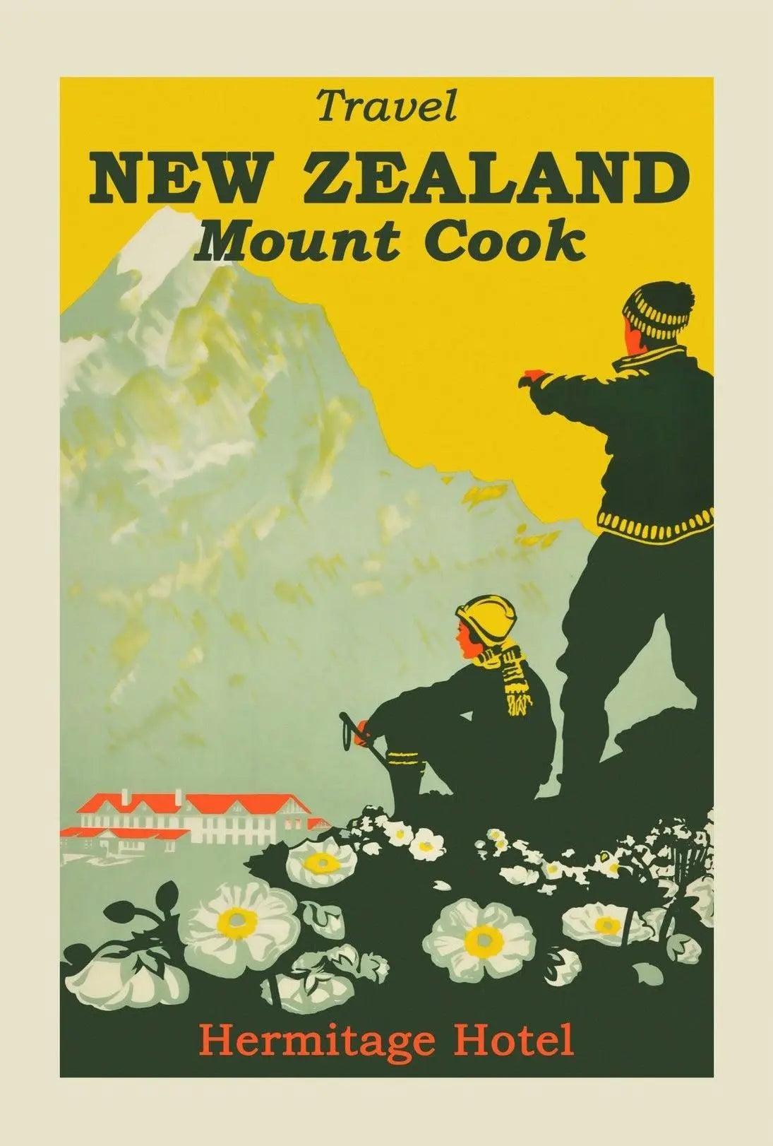 Vintage Mount Cook New Zealand Adventure Travel Poster PosterGoat