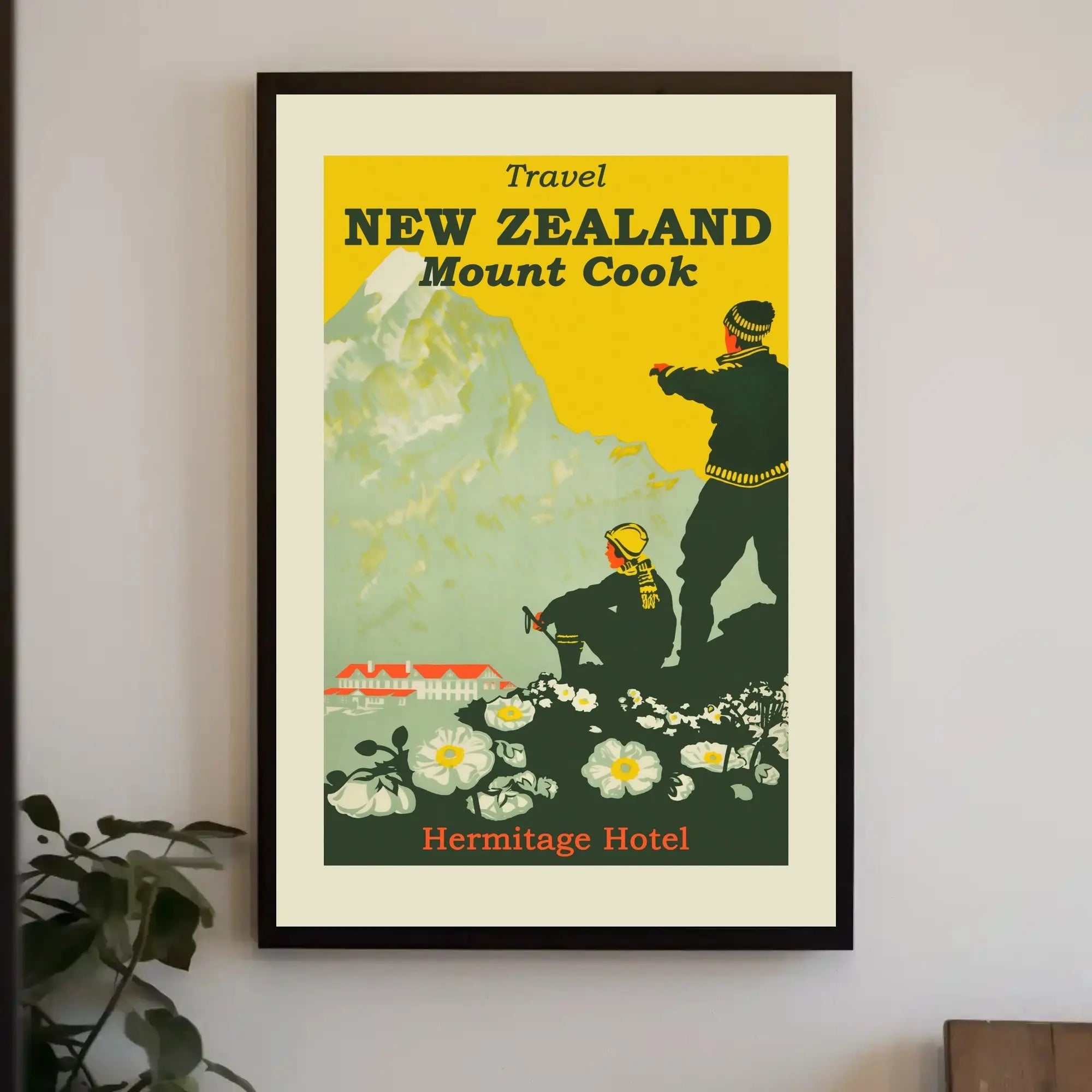 Vintage Mount Cook New Zealand Adventure Travel Poster PosterGoat