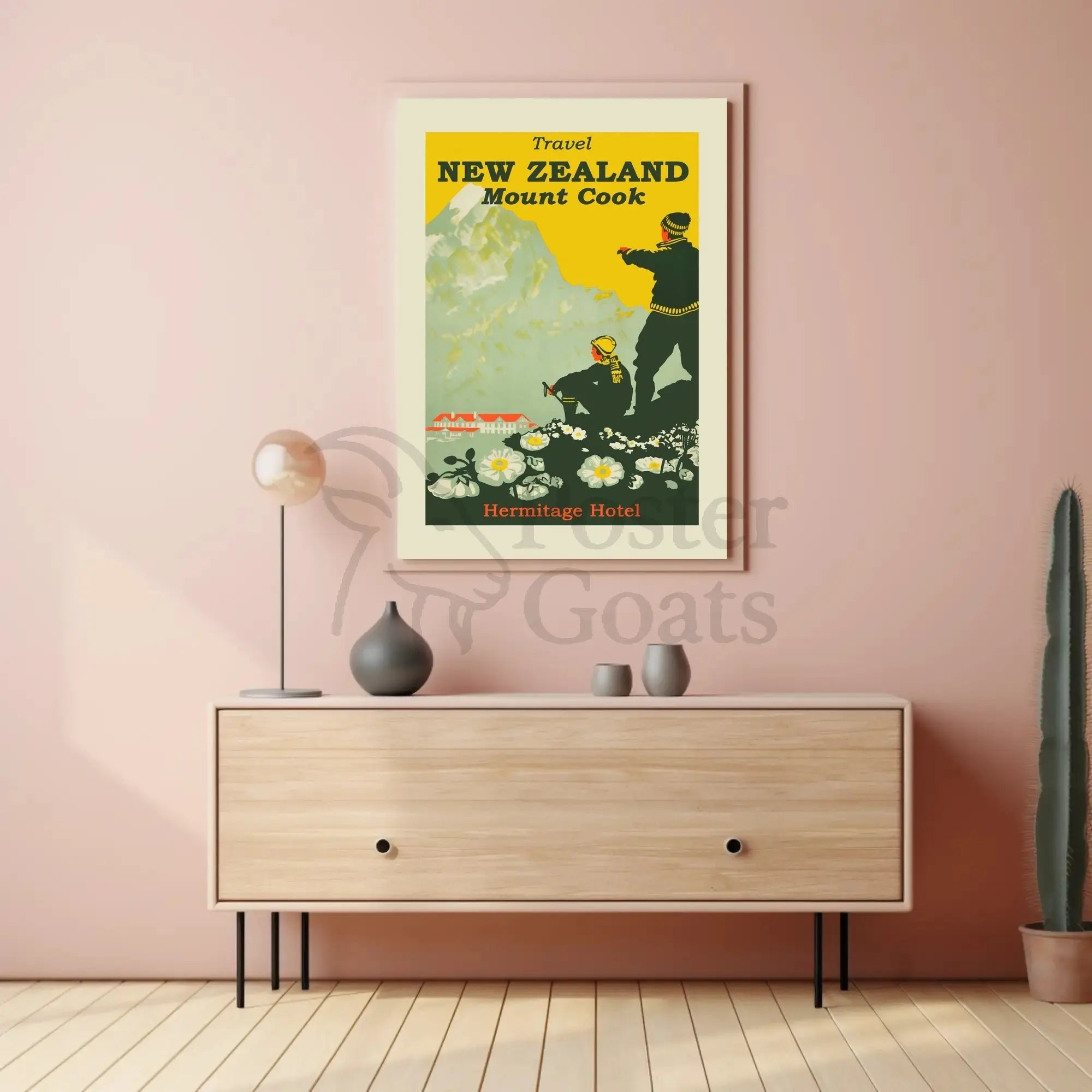 Vintage Mount Cook New Zealand Adventure Travel Poster PosterGoat
