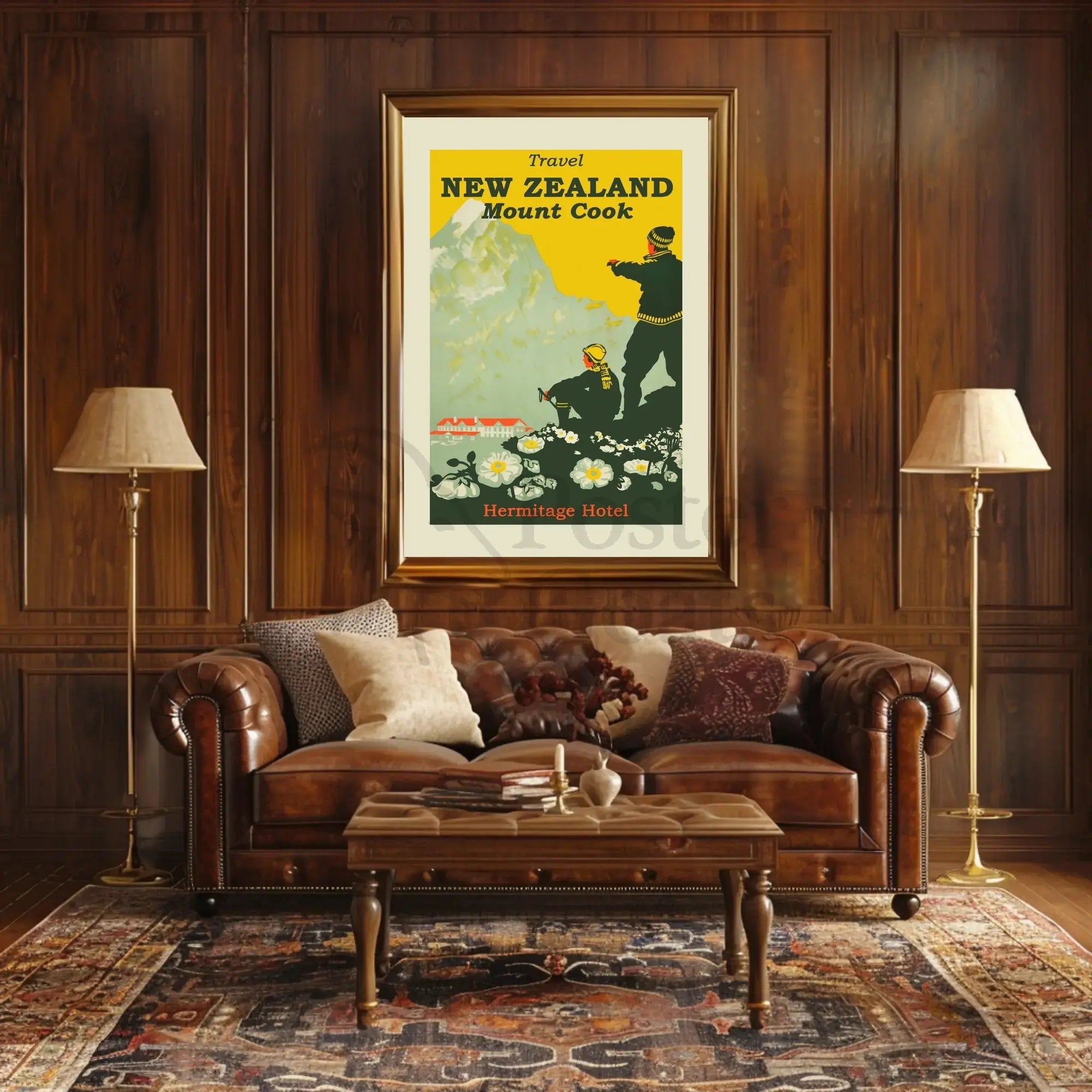 Vintage Mount Cook New Zealand Adventure Travel Poster PosterGoat