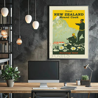 Vintage Mount Cook New Zealand Adventure Travel Poster PosterGoat