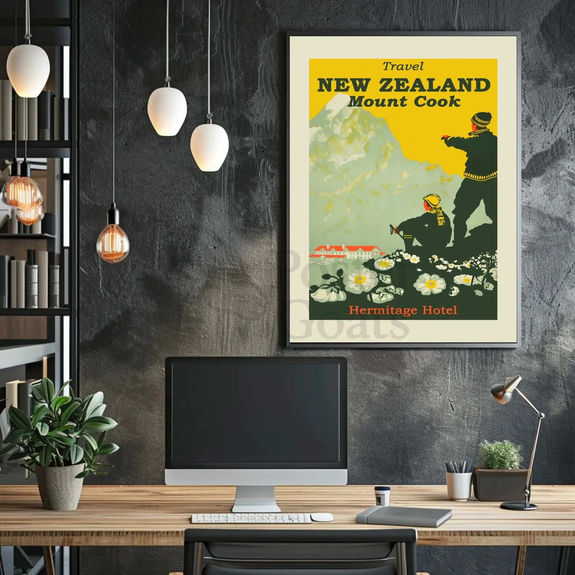 Vintage Mount Cook New Zealand Adventure Travel Poster PosterGoat