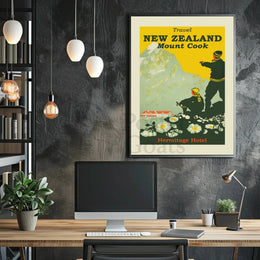 Vintage Mount Cook New Zealand Adventure Travel Poster PosterGoat
