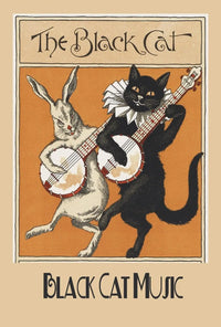 Vintage Musical Cats and Rabbits Animal Poster PosterGoat