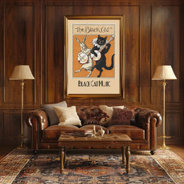 Vintage Musical Cats and Rabbits Animal Poster PosterGoat
