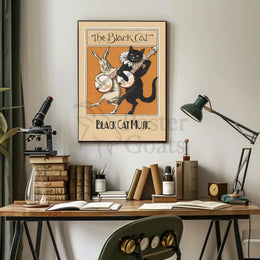 Vintage Musical Cats and Rabbits Animal Poster PosterGoat