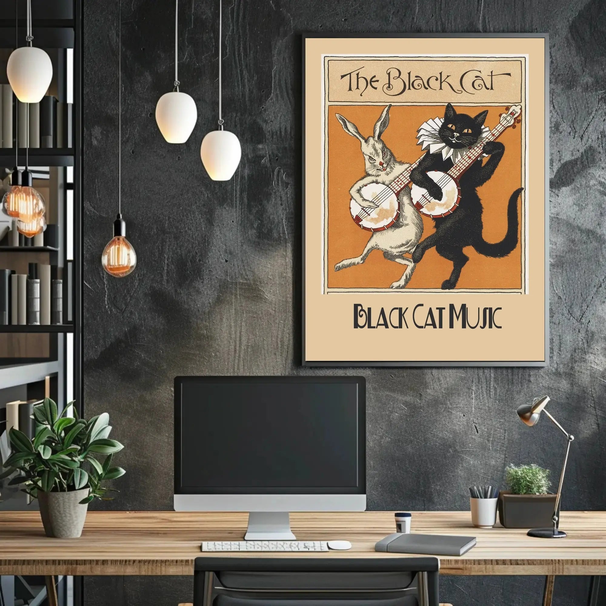 Vintage Musical Cats and Rabbits Animal Poster PosterGoat