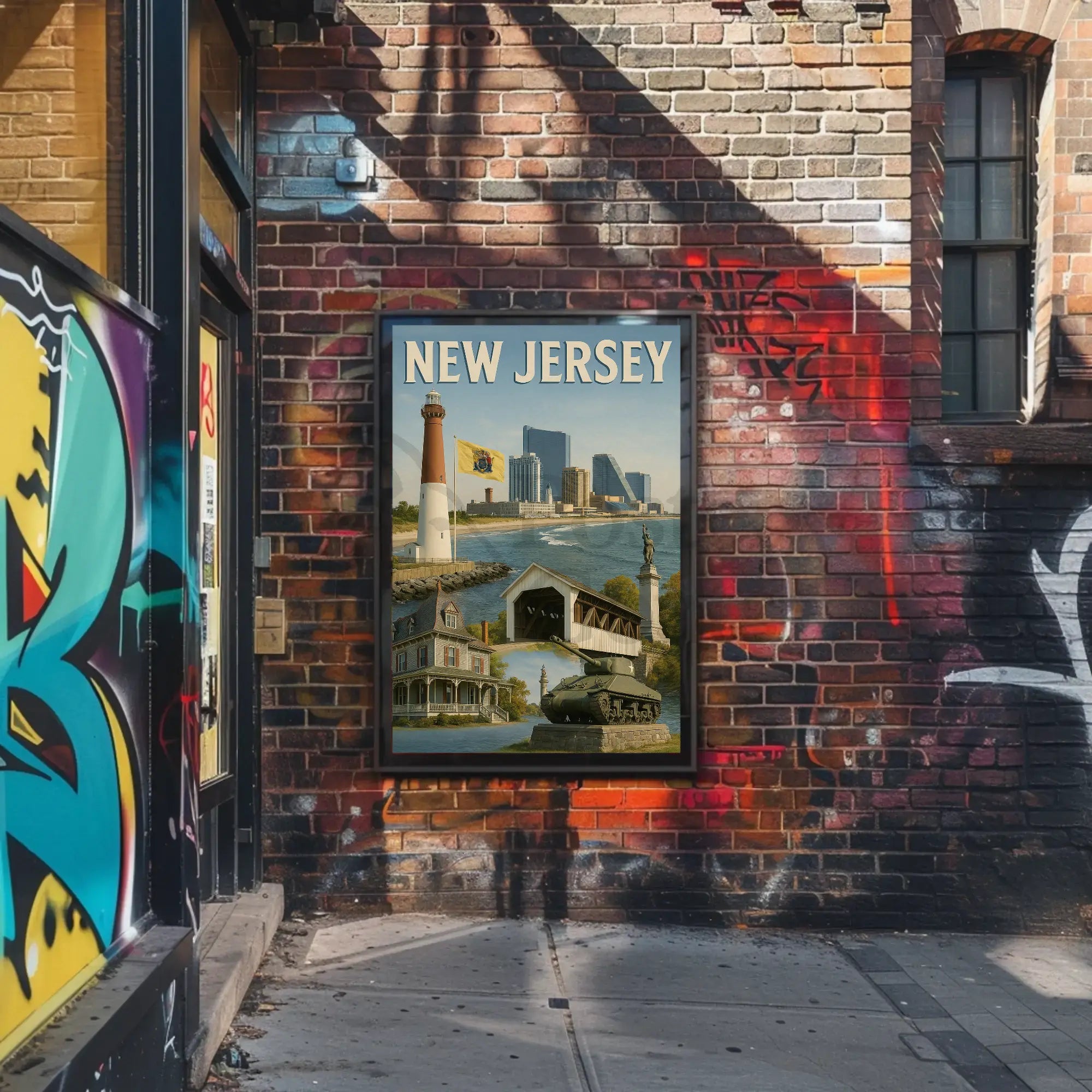 Vintage New Jersey Landmarks Travel Poster PosterGoat
