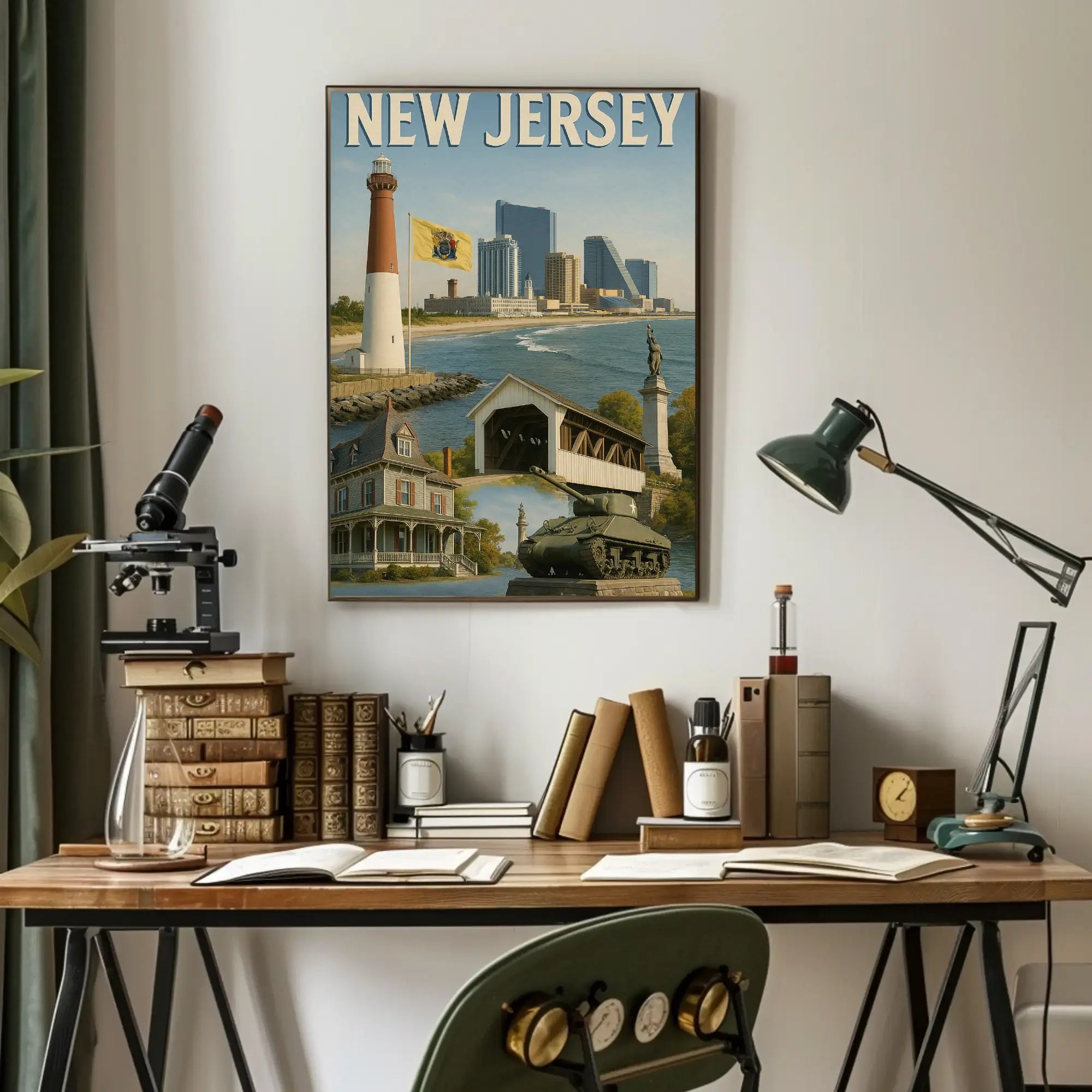 Vintage New Jersey Landmarks Travel Poster PosterGoat