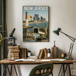 Vintage New Jersey Landmarks Travel Poster PosterGoat