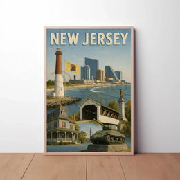 Vintage New Jersey Landmarks Travel Poster PosterGoat