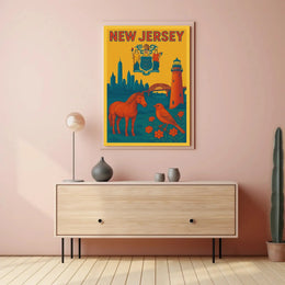 Vintage New Jersey State Symbols Cultural Heritage Poster PosterGoat