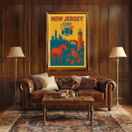 Vintage New Jersey State Symbols Cultural Heritage Poster PosterGoat
