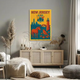 Vintage New Jersey State Symbols Cultural Heritage Poster PosterGoat