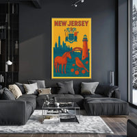 Vintage New Jersey State Symbols Cultural Heritage Poster PosterGoat