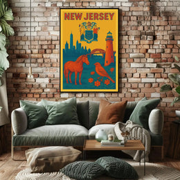 Vintage New Jersey State Symbols Cultural Heritage Poster PosterGoat