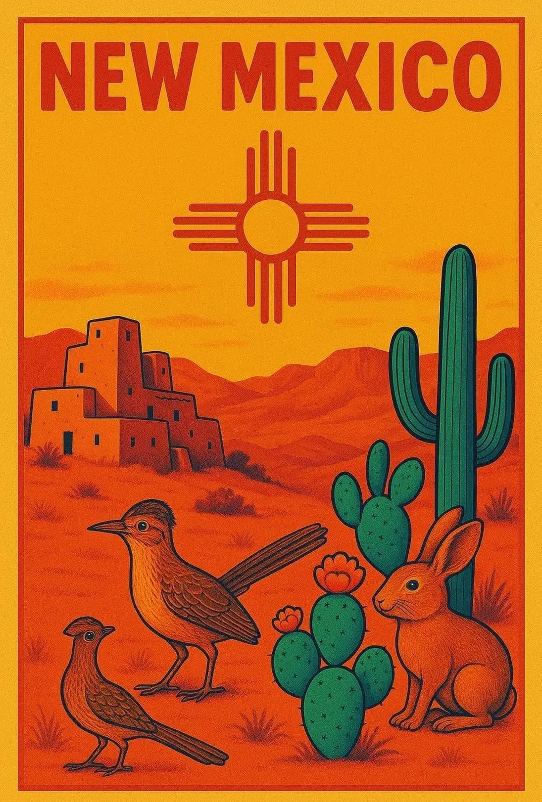 Vintage New Mexico Desert Travel Poster PosterGoat
