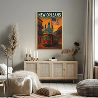 Vintage New Orleans Streetcar Travel Poster PosterGoat