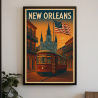 Vintage New Orleans Streetcar Travel Poster PosterGoat