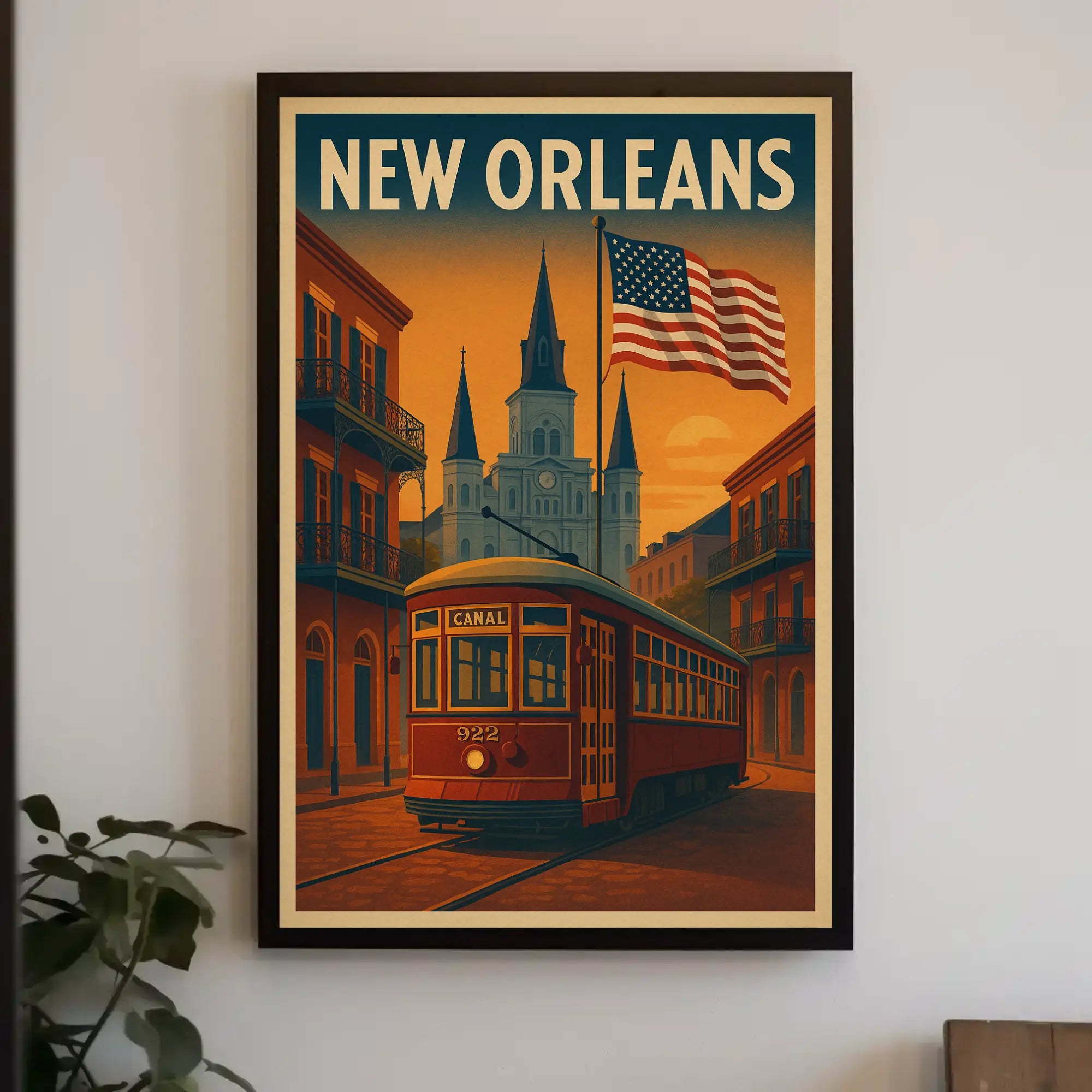 Vintage New Orleans Streetcar Travel Poster PosterGoat