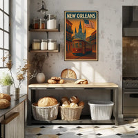 Vintage New Orleans Streetcar Travel Poster PosterGoat