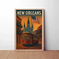 Vintage New Orleans Streetcar Travel Poster PosterGoat