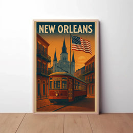 Vintage New Orleans Streetcar Travel Poster PosterGoat