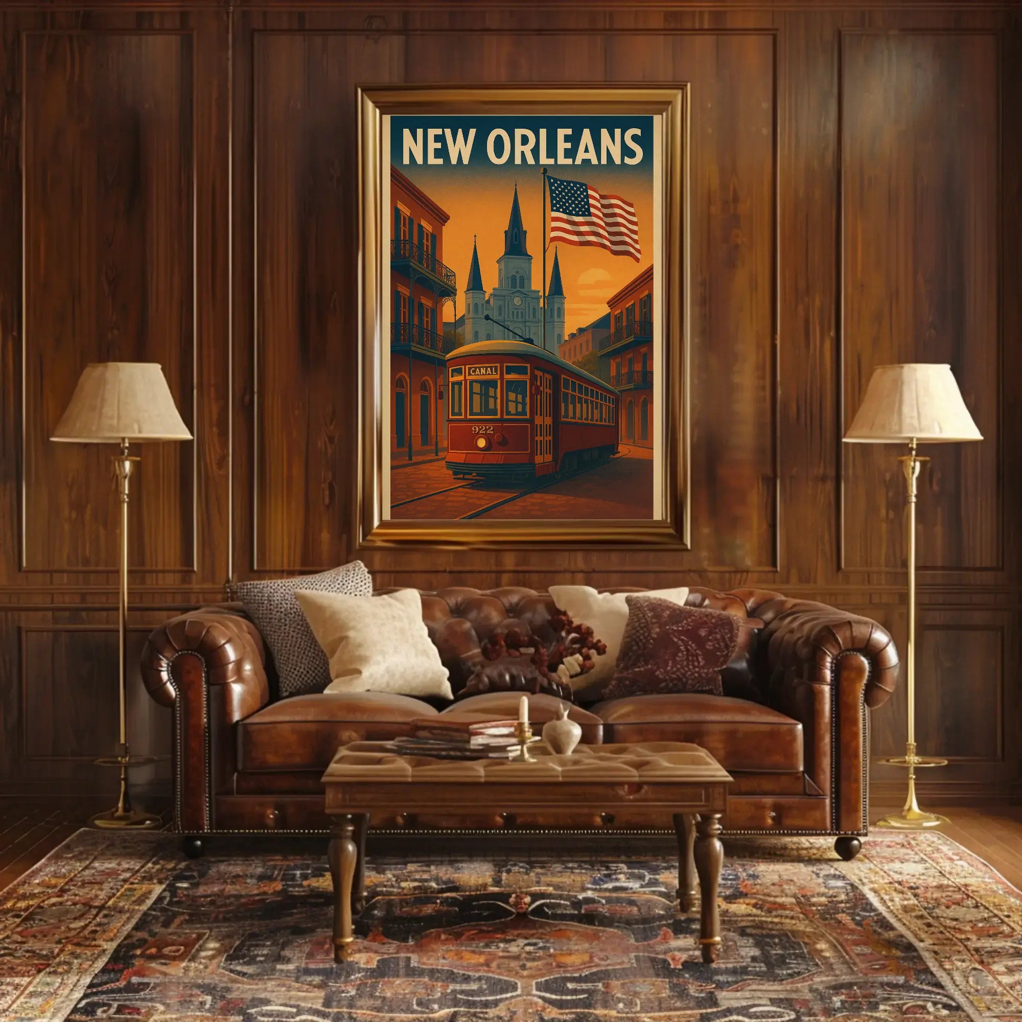 Vintage New Orleans Streetcar Travel Poster PosterGoat