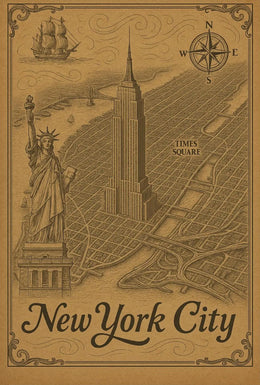 Vintage New York City Exploration Travel Poster PosterGoat