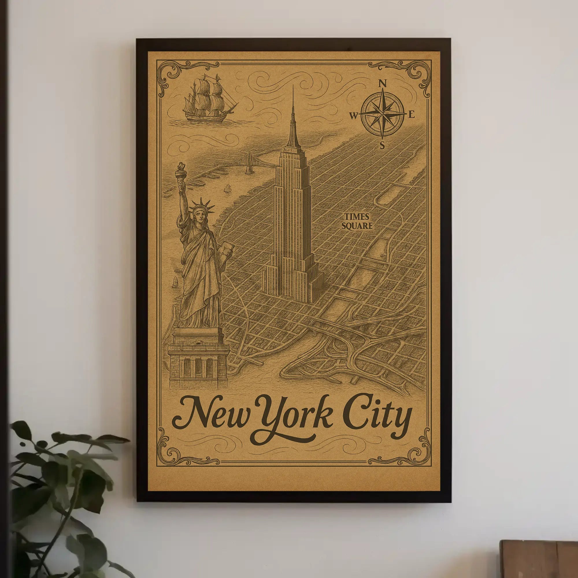 Vintage New York City Exploration Travel Poster PosterGoat