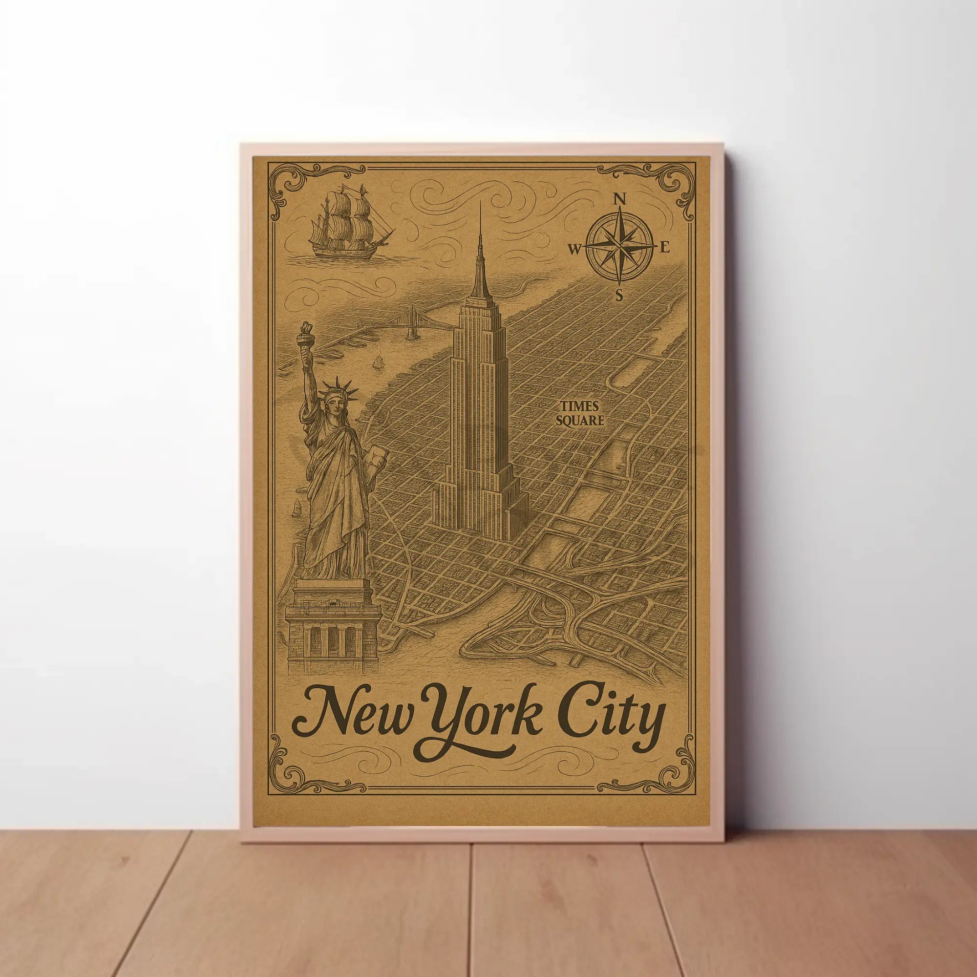 Vintage New York City Exploration Travel Poster PosterGoat