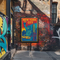 Vintage New York City Icons Travel Poster PosterGoat