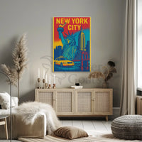 Vintage New York City Icons Travel Poster PosterGoat