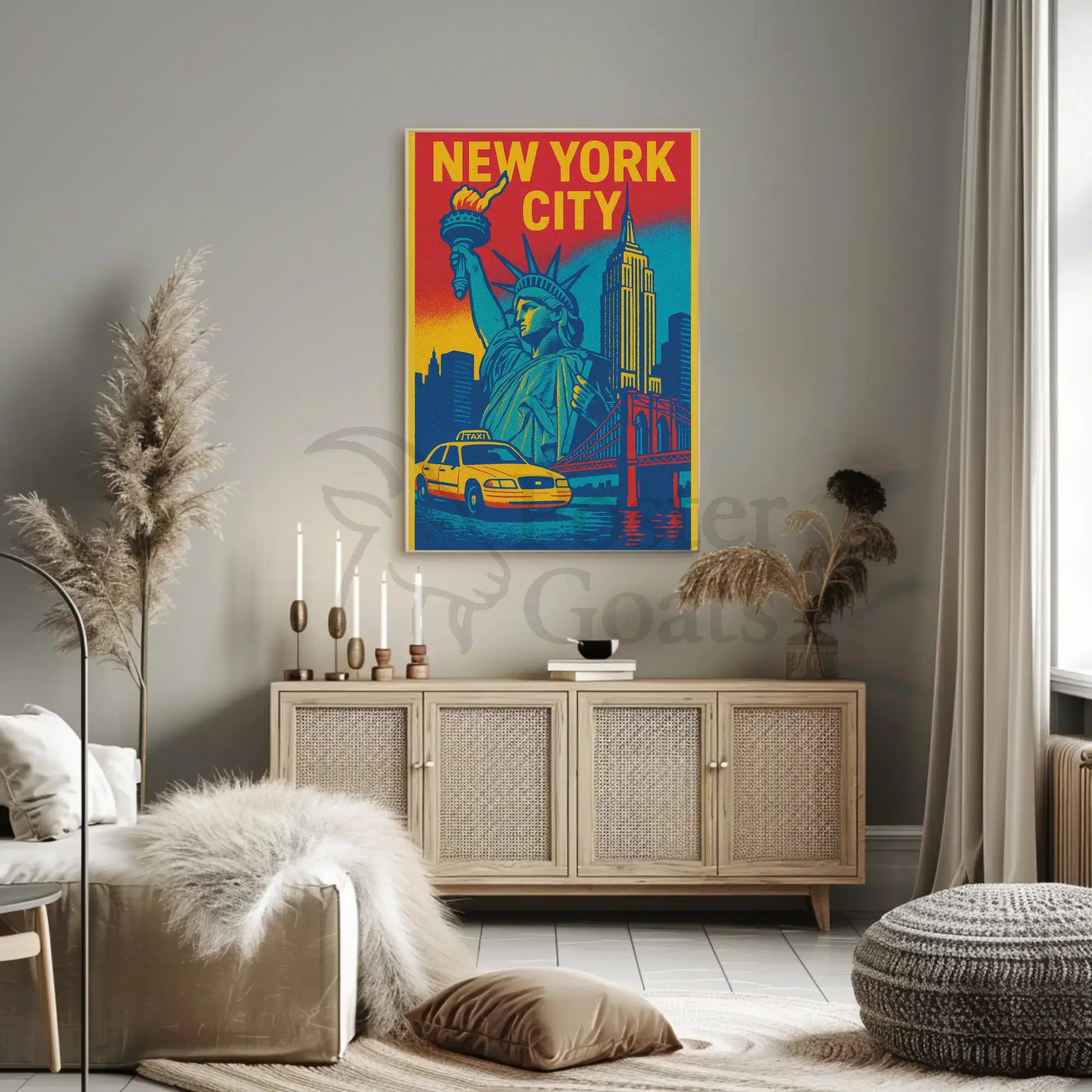 Vintage New York City Icons Travel Poster PosterGoat