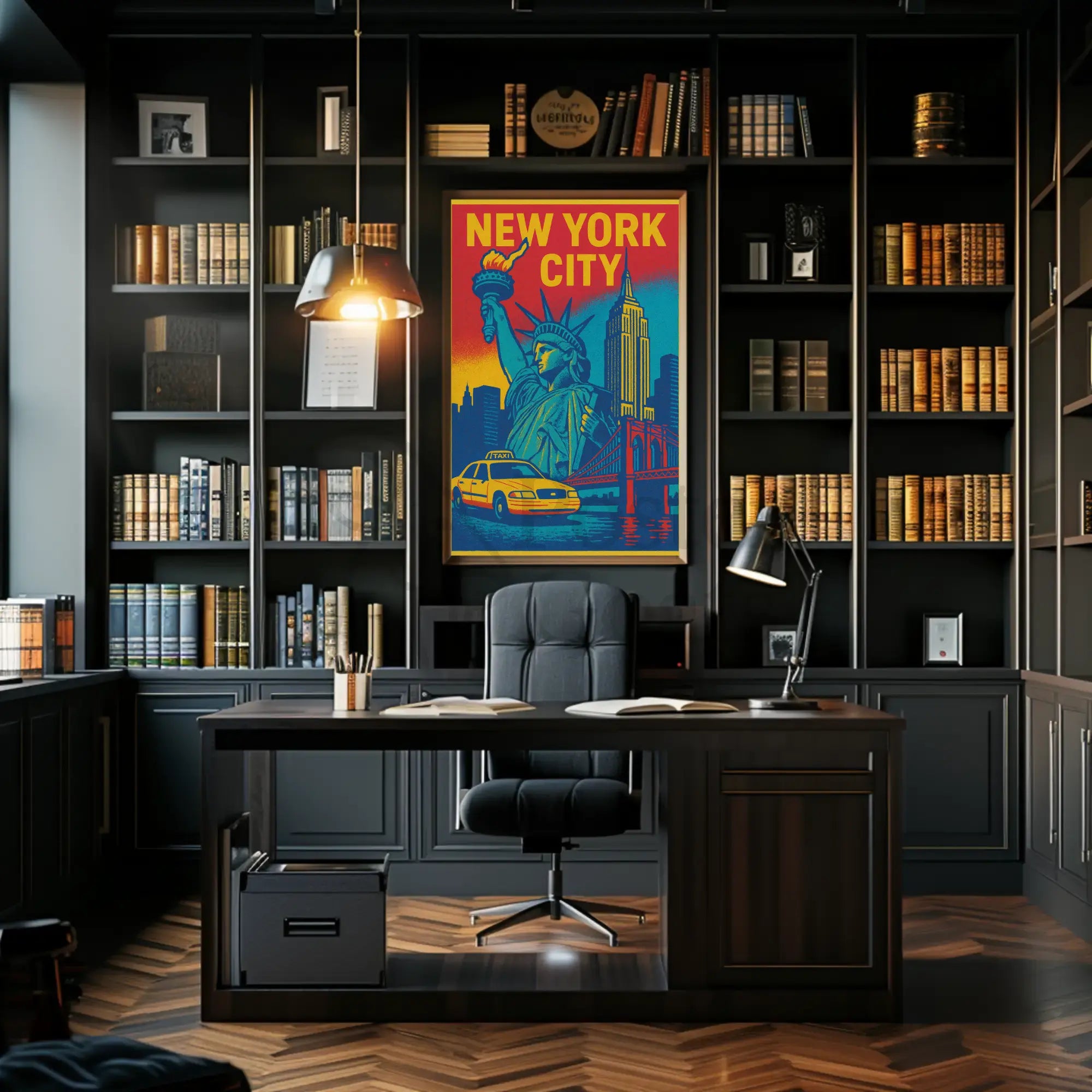 Vintage New York City Icons Travel Poster PosterGoat