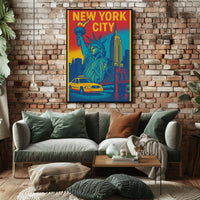 Vintage New York City Icons Travel Poster PosterGoat