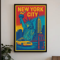 Vintage New York City Icons Travel Poster PosterGoat