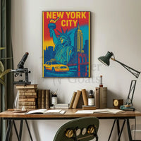 Vintage New York City Icons Travel Poster PosterGoat