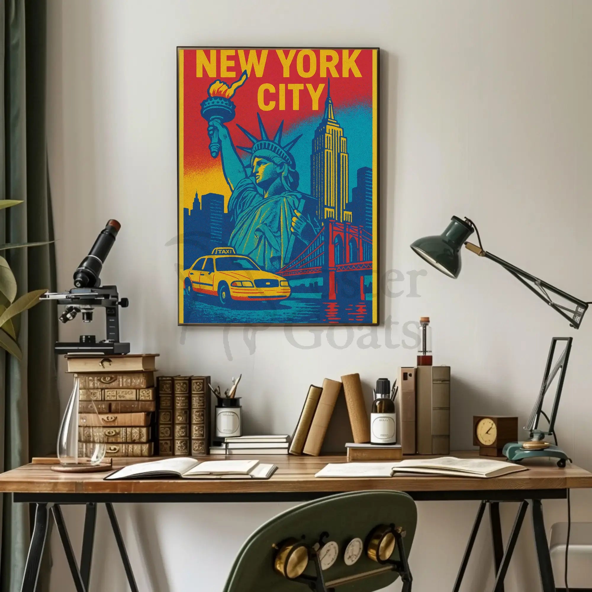 Vintage New York City Icons Travel Poster PosterGoat