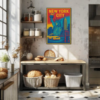 Vintage New York City Icons Travel Poster PosterGoat