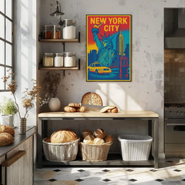 Vintage New York City Icons Travel Poster PosterGoat