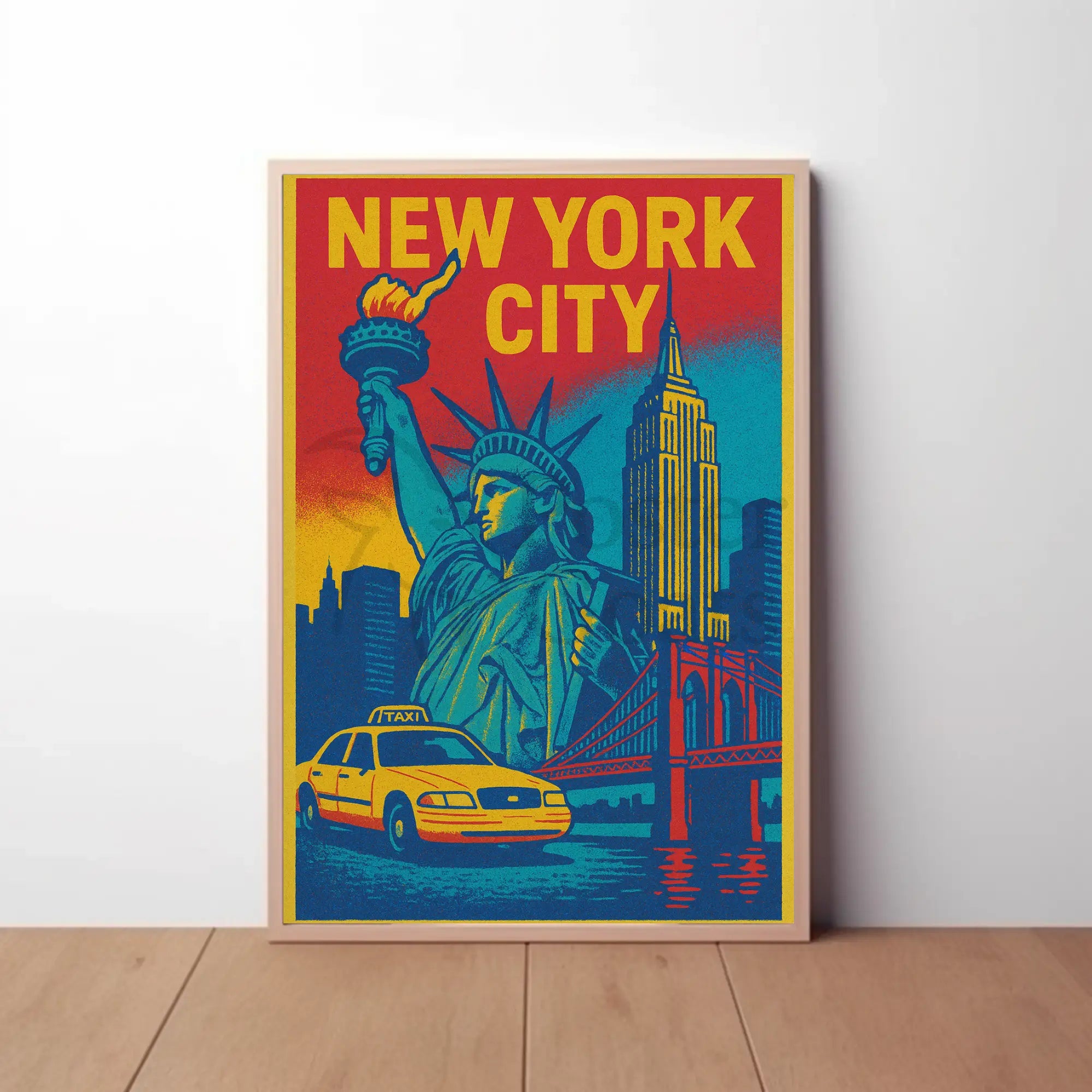Vintage New York City Icons Travel Poster PosterGoat