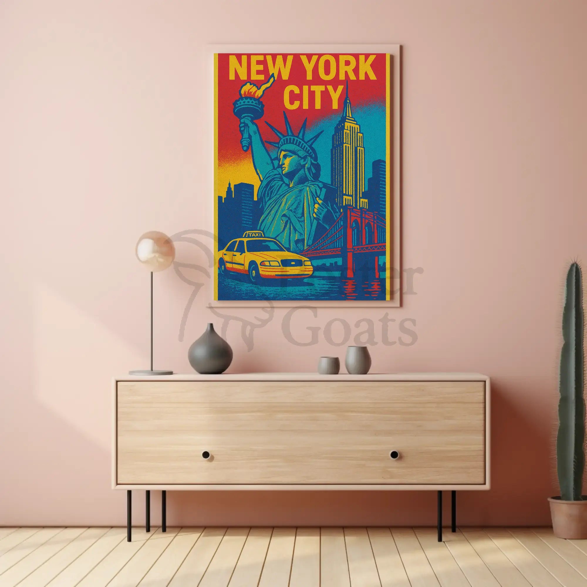 Vintage New York City Icons Travel Poster PosterGoat