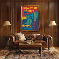 Vintage New York City Icons Travel Poster PosterGoat