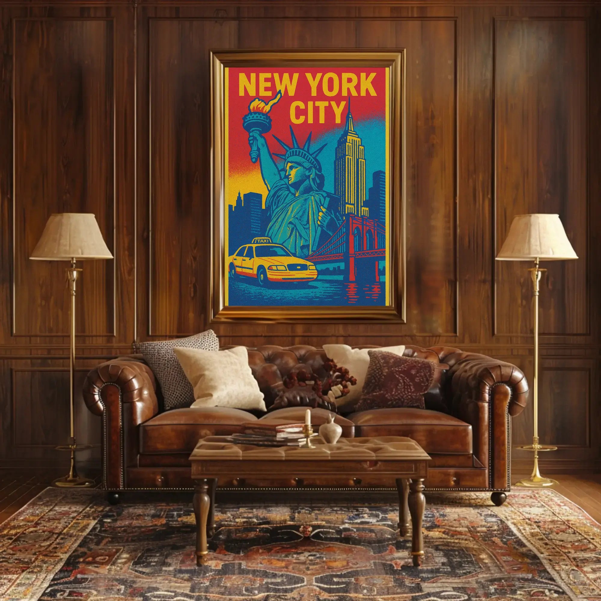 Vintage New York City Icons Travel Poster PosterGoat