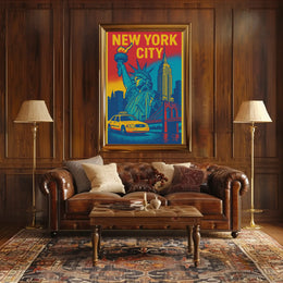 Vintage New York City Icons Travel Poster PosterGoat