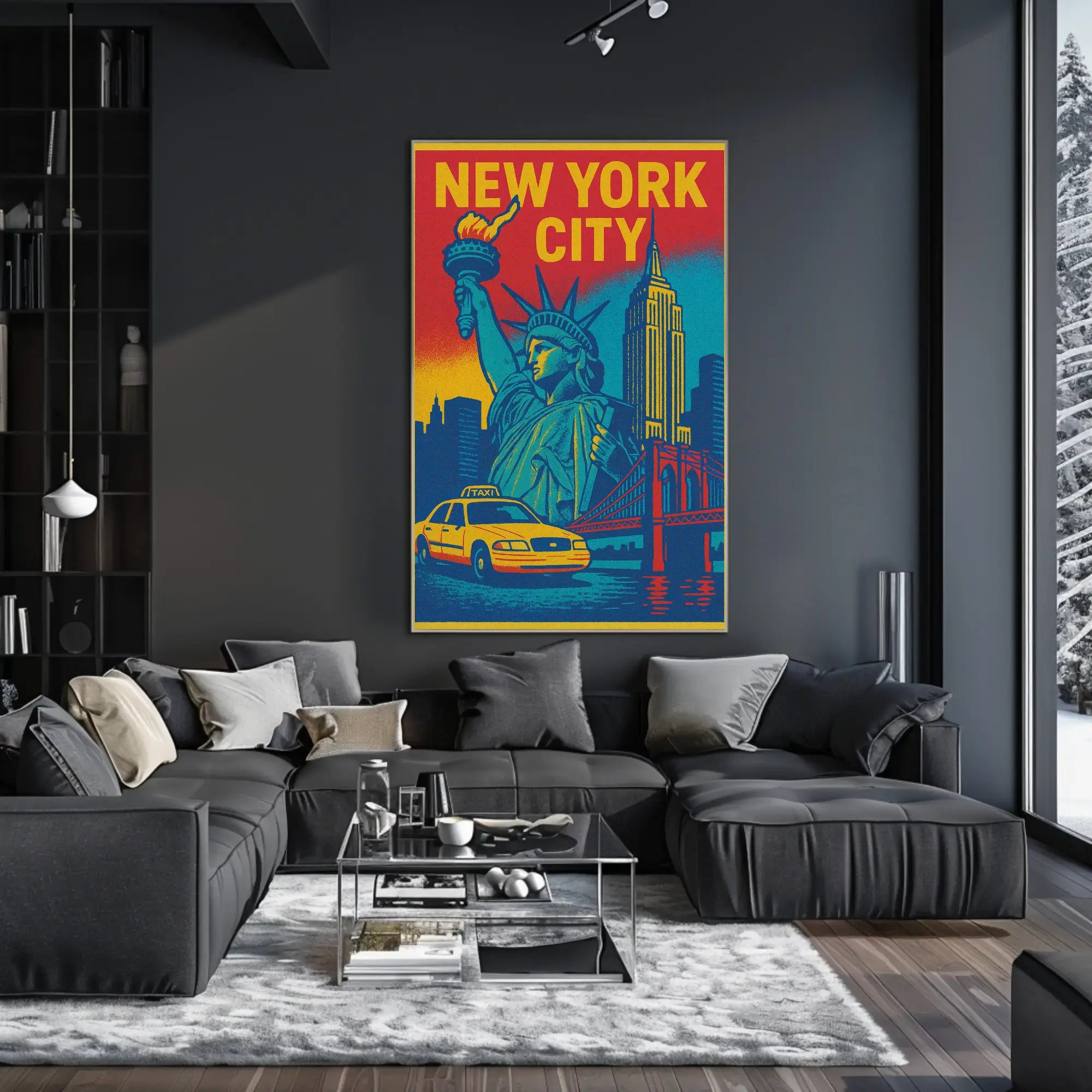 Vintage New York City Icons Travel Poster PosterGoat