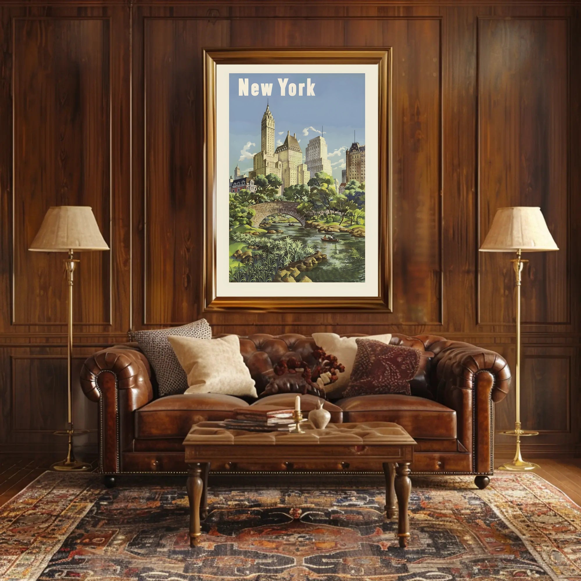 Vintage New York City Skyline - Travel Poster PosterGoat